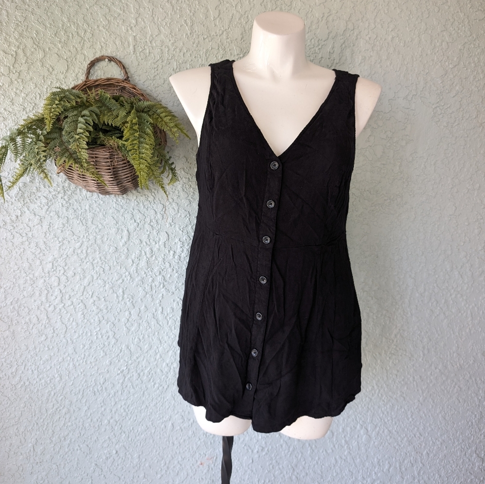 Torrid Womens Sleeveless‎ Button Up Tank Top Black Size 3xl